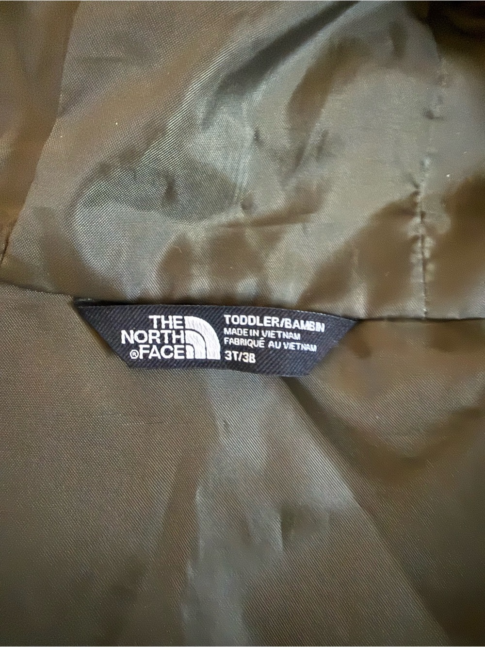 The North Face rain jacket fish print army Green raincoat zip front 3T - Picture 3 of 10